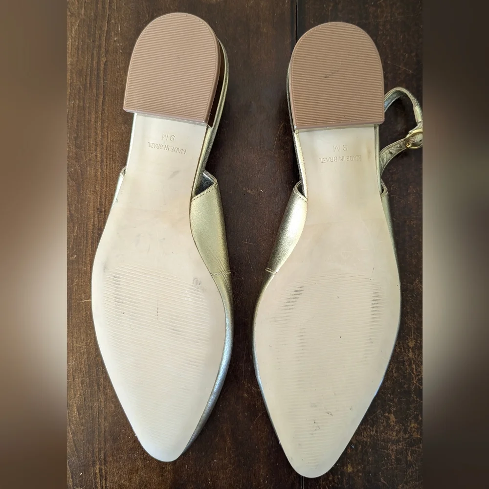 Lily Pulitzer Metallic Gold Slingback Flats Women's 9 - Picture 3 of 7